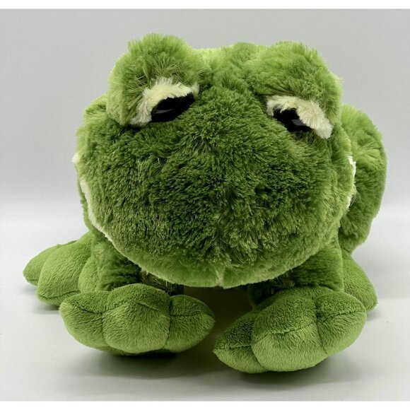 Toys R Us Frog Plush Green Sitting Up‎ 10 inch Stuffed Animal Yellow Belly